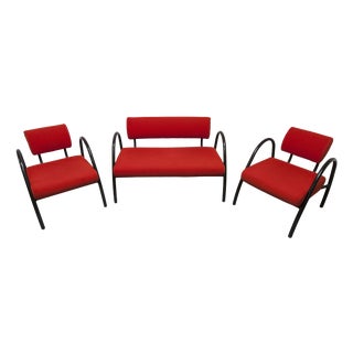 Red Living Room Sofa and Armchairs, 2001, Set of 3 For Sale