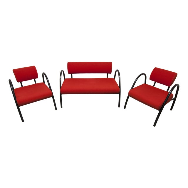 Red Living Room Sofa and Armchairs, 2001, Set of 3 For Sale