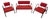 Red Living Room Sofa and Armchairs, 2001, Set of 3 For Sale