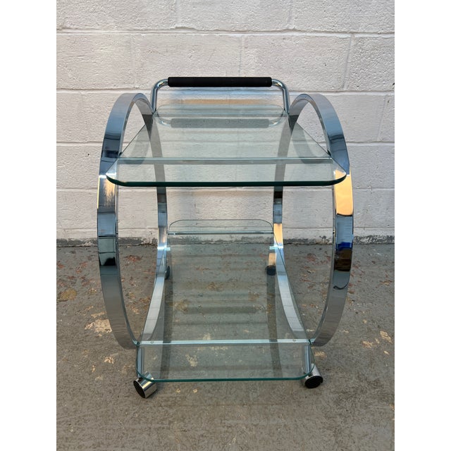 Mid-Century Glass and Chrome Bar Cart by George Mulhaser for Dia For Sale - Image 11 of 12