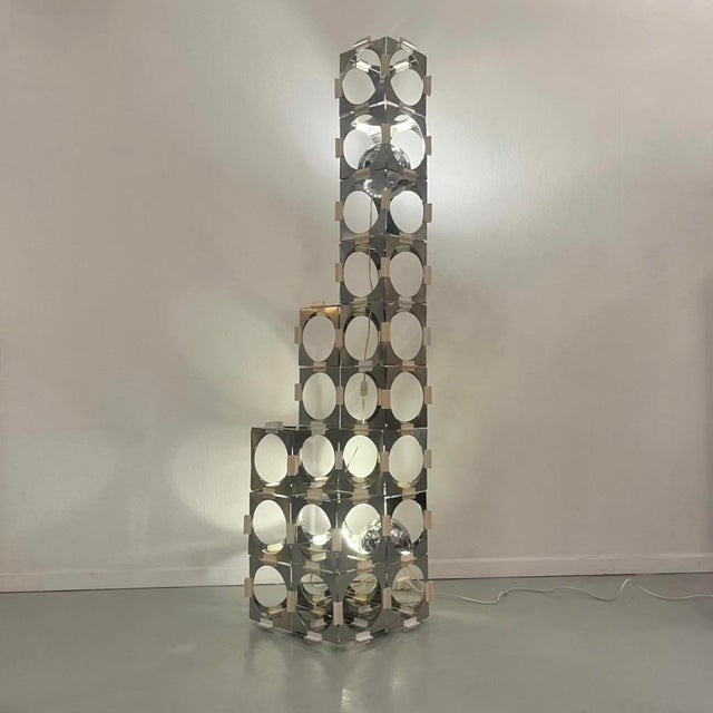 Modular Floor Lamp in Brushed and Polished Stainless Steel from Reggiani, Italy, 1970s For Sale - Image 17 of 17