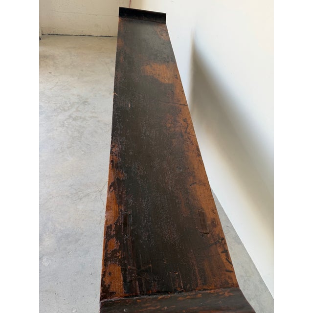 Vintage Chinese Black Lacquer Altar Console Table With Hand-Carved Apron For Sale - Image 11 of 12