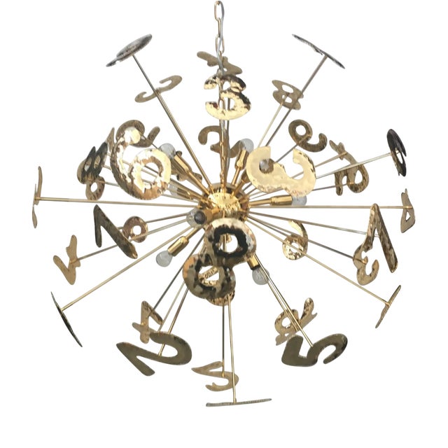 Sputnik Chandelier with Handcrafted Brass Numbers by Simoeng For Sale