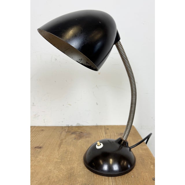 Metal Vintage Brown Bakelite Gooseneck Table Lamp, 1960s For Sale - Image 7 of 17