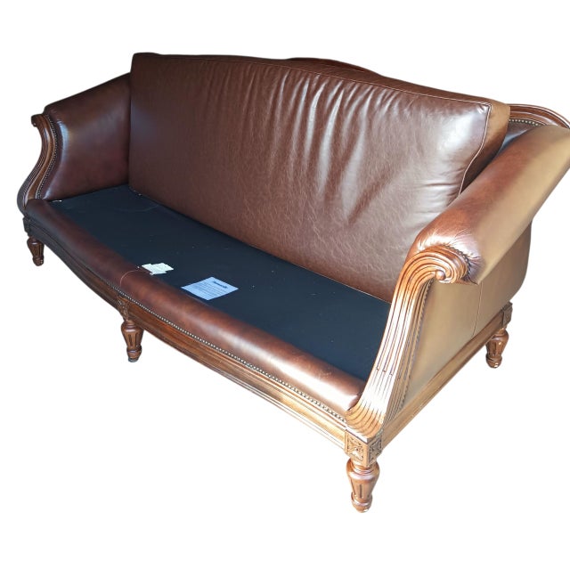 Animal Skin Experience Timeless Elegance With the Thomasville Sophia Leather Sofa For Sale - Image 7 of 12