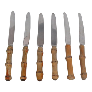 Ed Wusthof Dreizackwerk Solingen Germany 6pc Knives Bamboo Stainless Steel 5099b