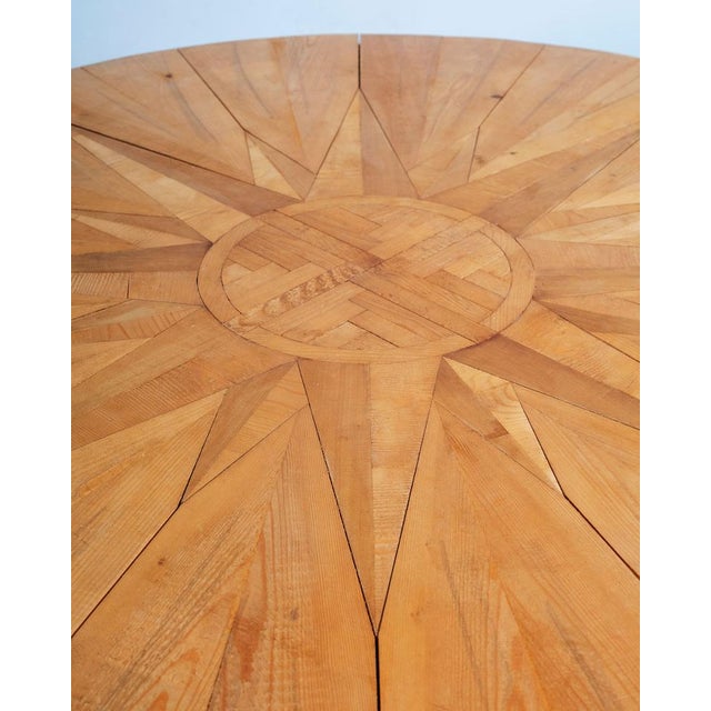 Poltronova Round Compass Rose Table in Wood by Mario Ceroli for Poltronova, 1970s For Sale - Image 4 of 6