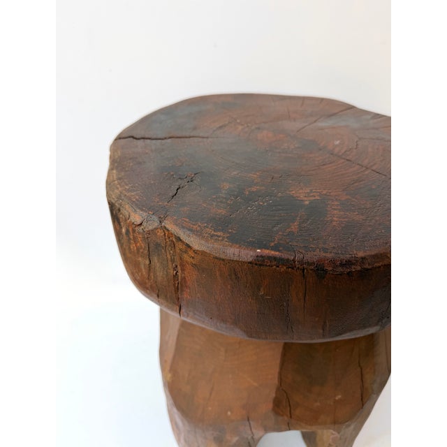 1960s Mid-Century Modern Pair of Brutalist Massive Wood Mushroom Stools. Italy, 1960s For Sale - Image 5 of 13