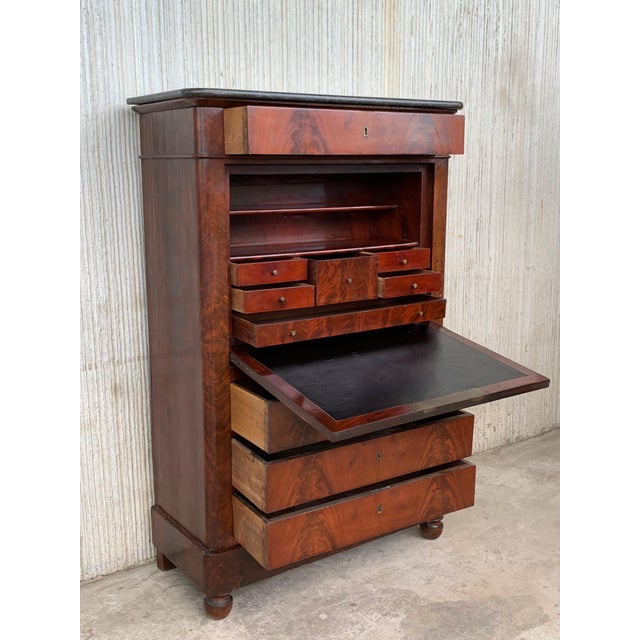 Late 19th Century 19th Century Classical Charles X Burled Mahogany Secretaire a Abattant For Sale - Image 5 of 16