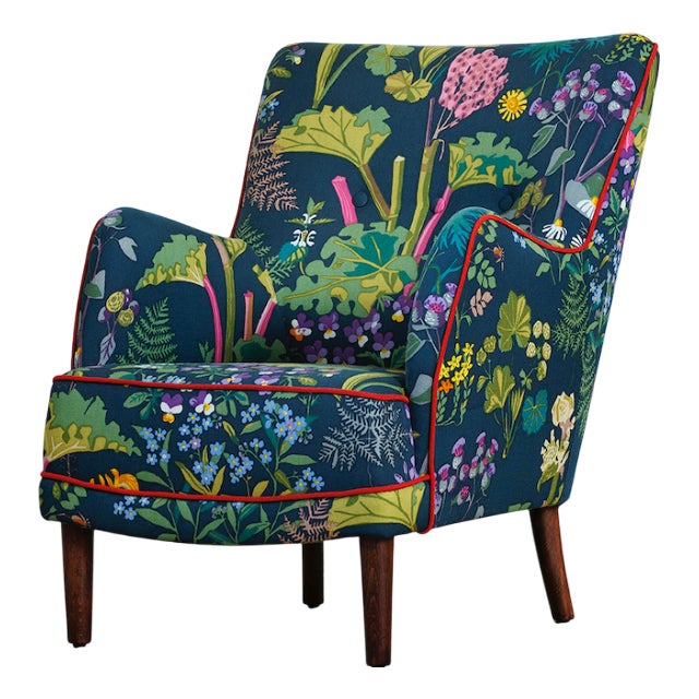 Vintage Lounge Chair in Print by Gocken Jobs, 1950s For Sale