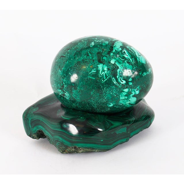 1930s Antique Art Deco Russian Polished Malachite Egg and Stand, 1930s For Sale - Image 5 of 18