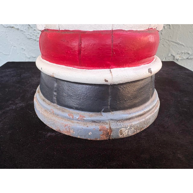 Late 20th Century Vintage Cast Iron Lighthouse Sculpture With Removable Top & Tealight Holder – Nautical Coastal Decor For Sale - Image 5 of 12