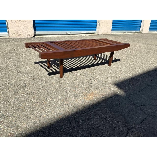 Wood Walnut Bench in Manner of Milo Baughman for Glenn of California For Sale - Image 7 of 7