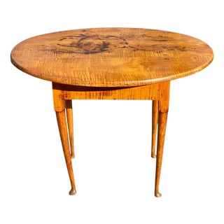 Antique Queen Anne Tiger Maple Tavern Table / Side Table For Sale