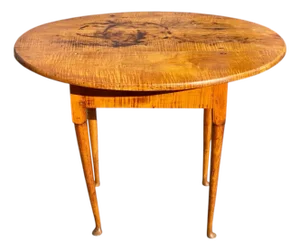 Antique Queen Anne Tiger Maple Tavern Table / Side Table