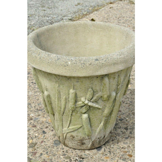 Late 20th Century Nina Studio Concrete Cement Dragonfly Cattail Leaf Garden Planters A Pair Chairish