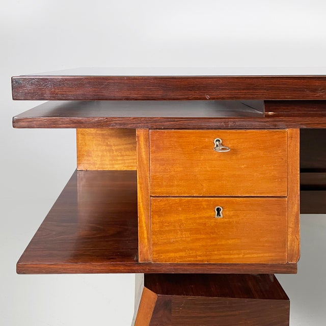Art Deco Italian Desk in Wood and Glass, 1940s For Sale - Image 9 of 18