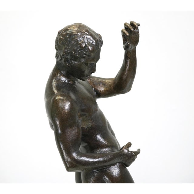 Early 20th Century Early 20th Century Male Nude Athlete Plaster Maquette, Studio Original, Signed For Sale - Image 5 of 11