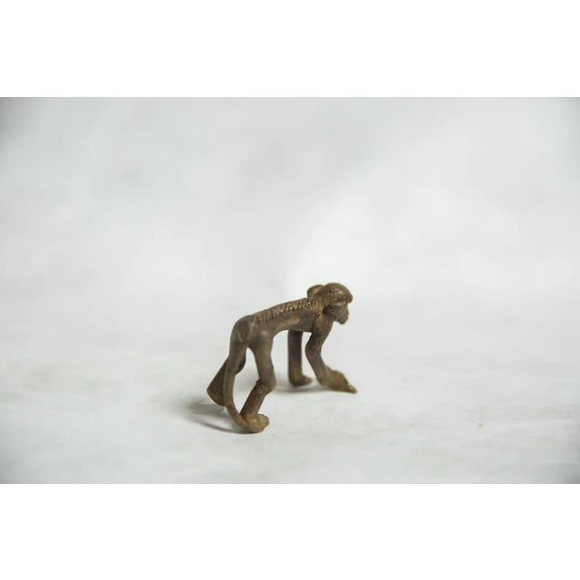 African Vintage Monkey Bronze Gold Weight with Banana in Hand all Fours For Sale - Image 3 of 6