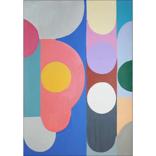 2020s 2026, Art Deco Diagrams Painting, Vivid Tones Geometric Shapes Diptych, Acrylic Paint on Watercolor Paper by Natalia Roman For Sale - Image 5 of 10