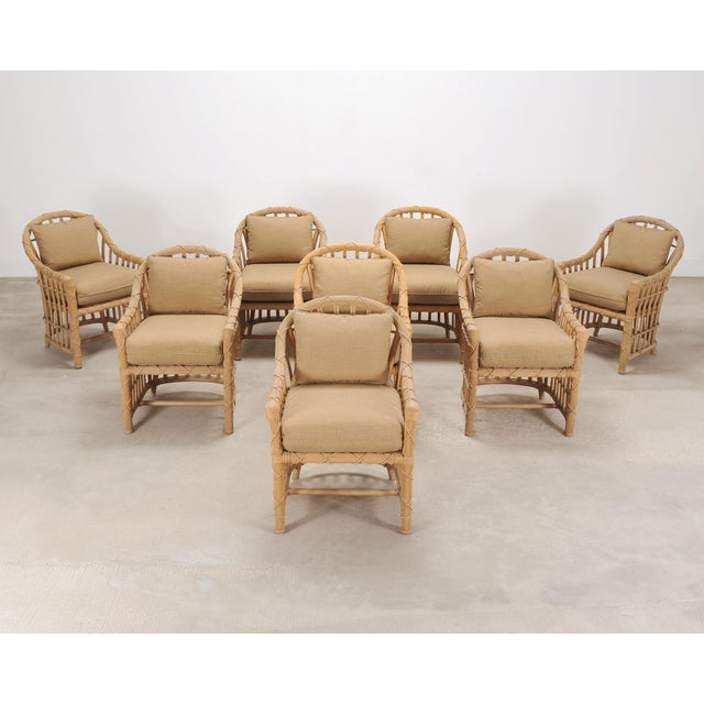 Danny Ho Fong Set of Eight Danny Ho Fong Rattan Garden Dining Armchairs For Sale - Image 4 of 18