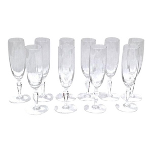 Vintage Set 10 Baccarat Crystal Champagne Flutes