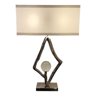 Global Views Nickel Abstract Lamp W/ Crystal Sphere For Sale