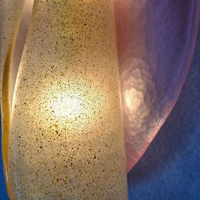 Pair of Pink and Gold Murano Glass Sconces 1990s For Sale In Dallas - Image 6 of 12