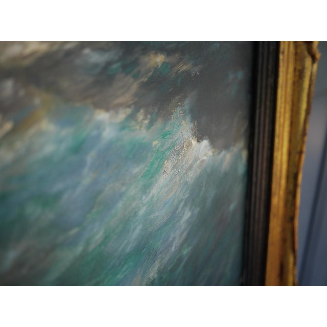 Franz Müller-Gossen, Sailboats in a Storm, 1920s, Oil on Canvas For Sale - Image 11 of 18