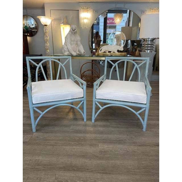 Blue-Gray Bamboo Armchairs from Vivai del Sud, 1980, Set of 2 For Sale - Image 13 of 18