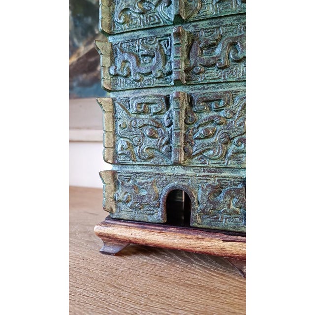 Brown Chinese Taotie Bronze Urn Table Lamp, 1920s For Sale - Image 8 of 13