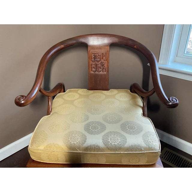 Mid 20th Century Vintage Ming-Style Horseshoe Armchair in Premium Rosewood For Sale - Image 5 of 9