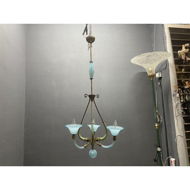 Italian Blue Murano Glass Chandelier, 1950s For Sale - Image 9 of 18