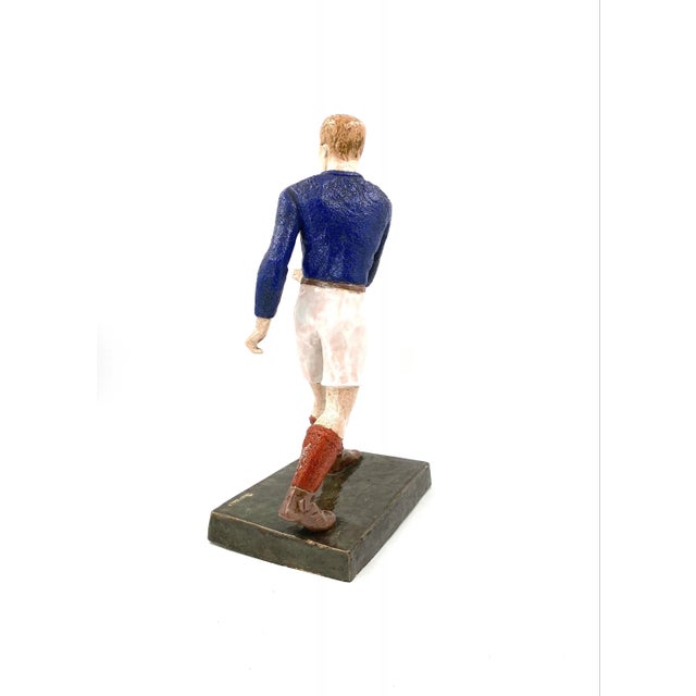Blue 1940 Willy Wuilleumier Les Joueurs De Rugby French Figurines - a Pair For Sale - Image 8 of 13