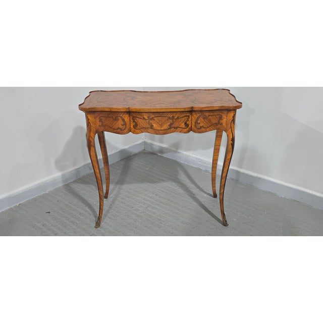 Small French Marquetry Writing Table, 1920 For Sale - Image 11 of 15