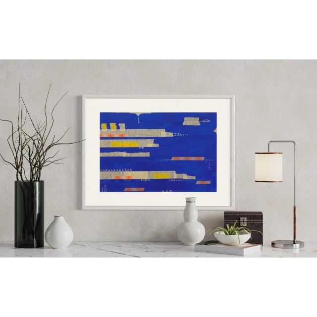 Mixed media work on archival arches artist paper. Monoprint, acrylic paint, marker pens, and tape. Sold Unframed.