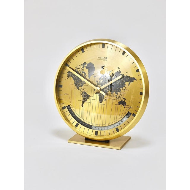 Mid-Century Brass Table Clock attributed to Wilhelm Kienzle, Germany, 1960s For Sale - Image 16 of 18