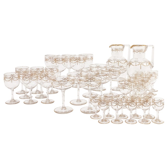 Antique Louis XVI Style 43-Piece French Baccarat Glassware Set, Set of 43 For Sale