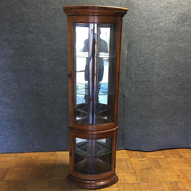 Solid Wood Corner Curio With Glass Doors Chairish