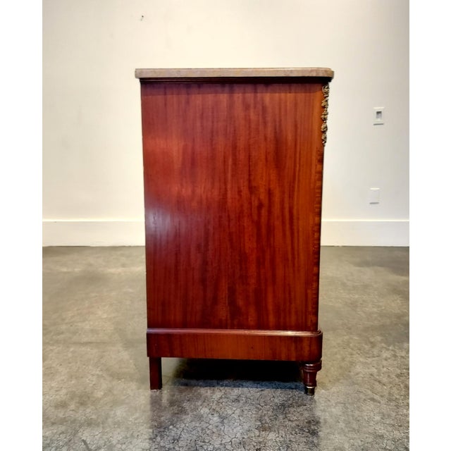 Belgian Louis XVI Style Marble Top Marquetry Sideboard With Decorative Brass For Sale In Dallas - Image 6 of 10