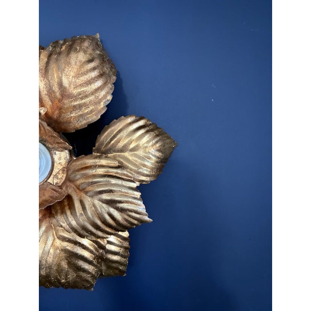 Wall Sconce with Petals in Gilded Sheet Metal, 1970 For Sale - Image 4 of 6