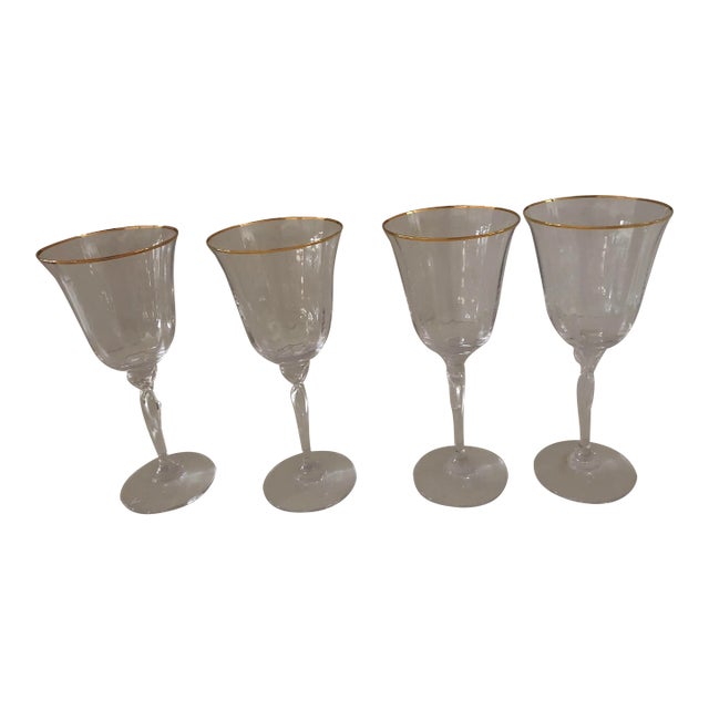 Oneida Chateau Gold Wine/ Water Glasses Set of 4 For Sale
