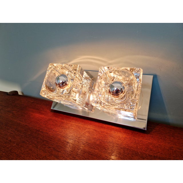 Ice Cube Double Wall Light in Chromed Metal and Glass from Peill & Putzler, 1970 For Sale - Image 14 of 18
