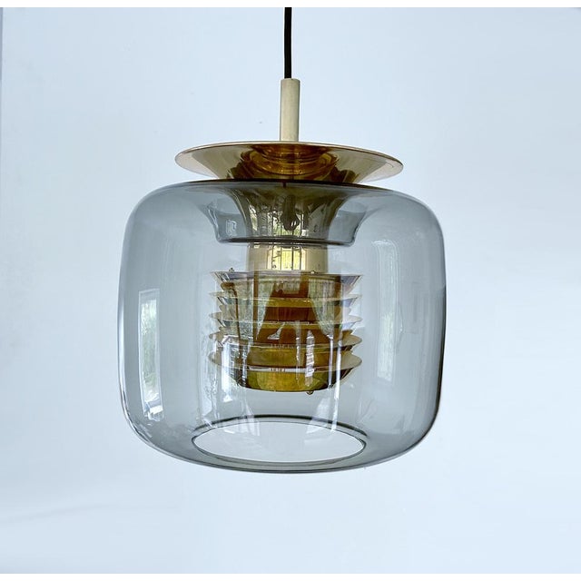 Metal Vintage Gilded Glass Pendant Light from Erco, 1970s For Sale - Image 7 of 13