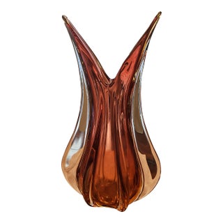 17” Flavio Poli for Seguso Sommerso Glass Vase - Amber to Ruby - 8lbs For Sale