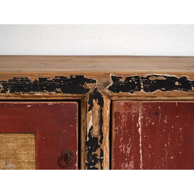 Antique Qing Dynasty Bogu Shanxi Cabinet or Sideboard in Painted Pine For Sale - Image 9 of 14