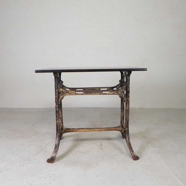 Industrial Cast Iron Garden Table with Stone Top, 1930s For Sale - Image 10 of 18