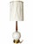 Metal Vintage Ivory Globe Table Lamp With Raised Botanical Vines and Tall Gathered Shade For Sale - Image 7 of 12