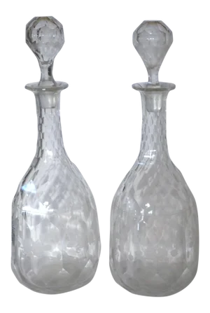 Pair of Etched Glass Decanters