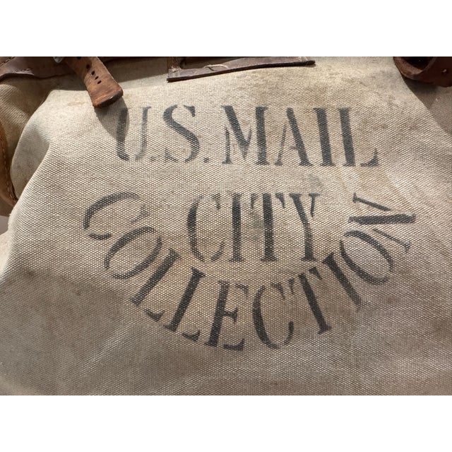 Rustic Vintage U.S. Mail City Collection Canvas Postal Bag Leather Trim For Sale - Image 3 of 10